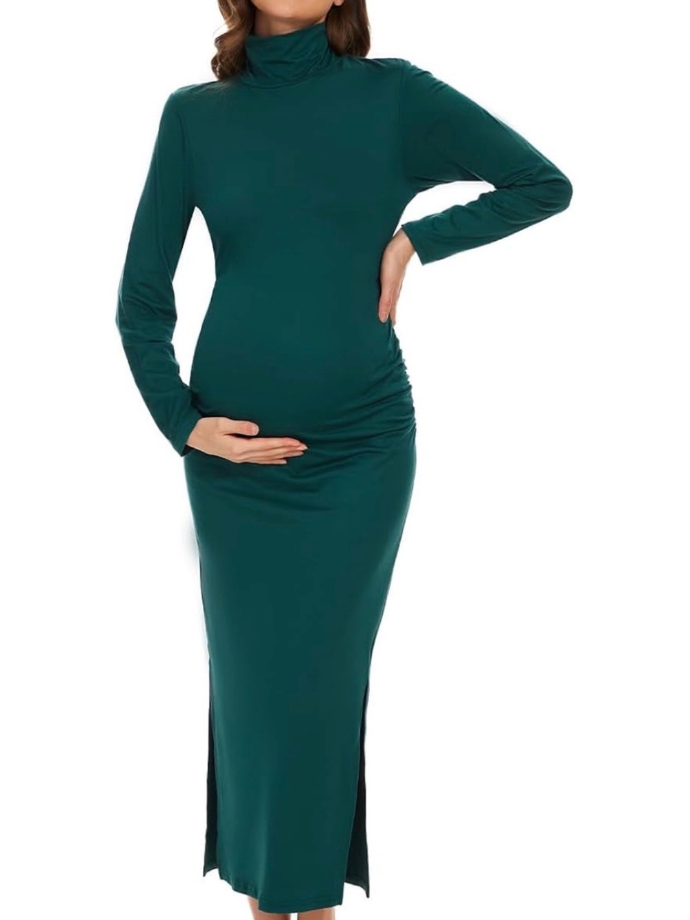 Amazon Maternity Long Sleeve Maxi Dress in Green